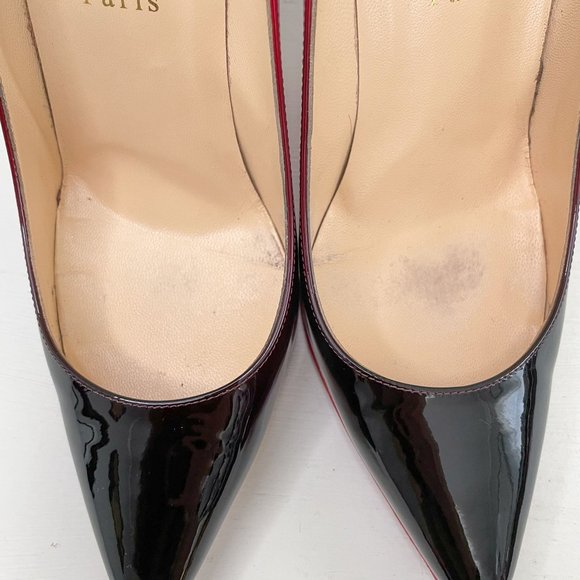 Christian Louboutin Black & Red Ombre Kate 100 Patent Degrade Pumps 39.5 US 9.5 - Picture 5 of 12